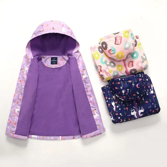 Girls spring floral fleece waterproof jacket