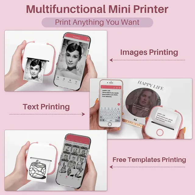 Mini Sticker Printer T02: Pocket Thermoprinter for Sticking Images