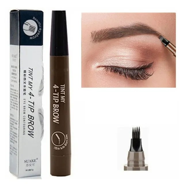 Practical eyebrow pencil with four spikes for perfect realistic looking eyebrows - more shades