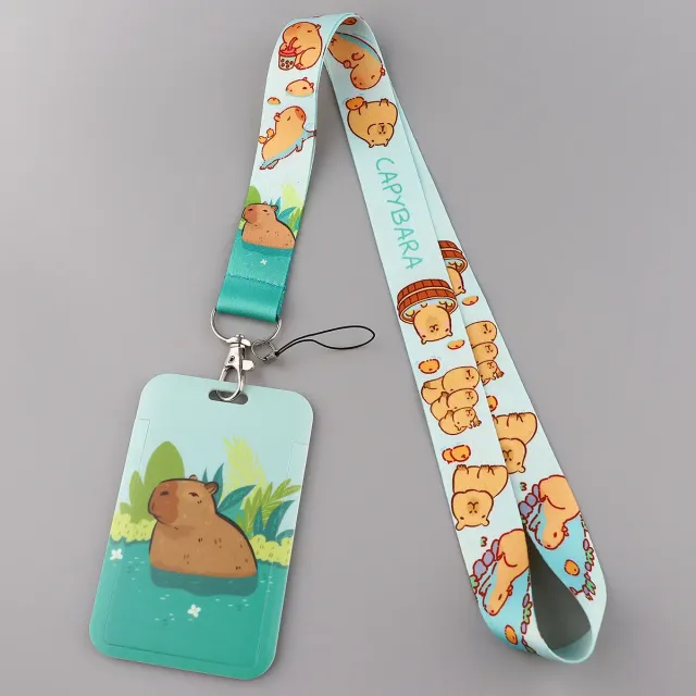 Dear capibara key belt, neck ribbon, ID card holder, badge