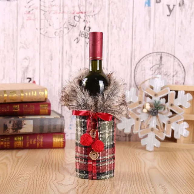 Frumoasa pungă pentru sticlă de vin cu motiv de Crăciun Debbie