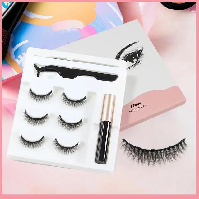 Magnetic eyelashes and eyeliner set