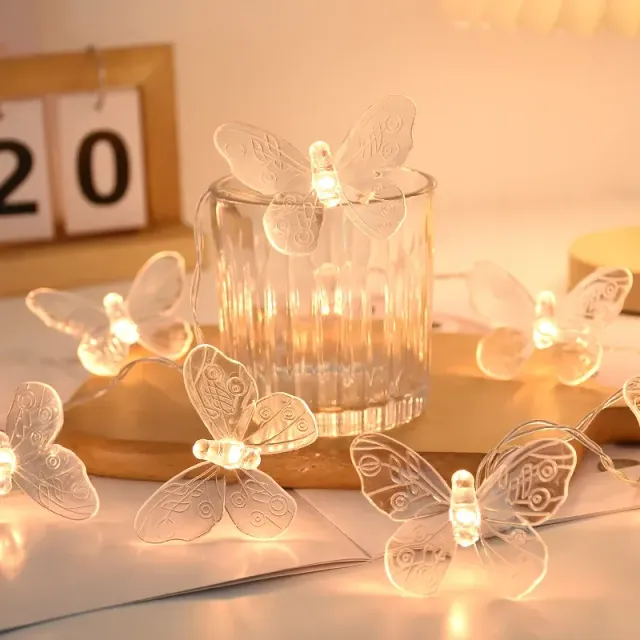 Stylový LED svítící řetěz s roztomilými motýlky - nejen jarní dekorace, více barevných variant