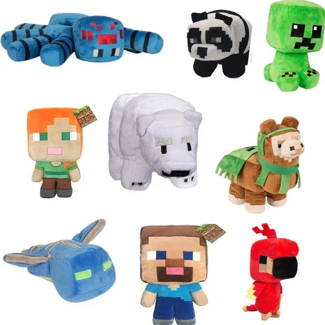 Beautiful plush toys from the computer game Minecraft