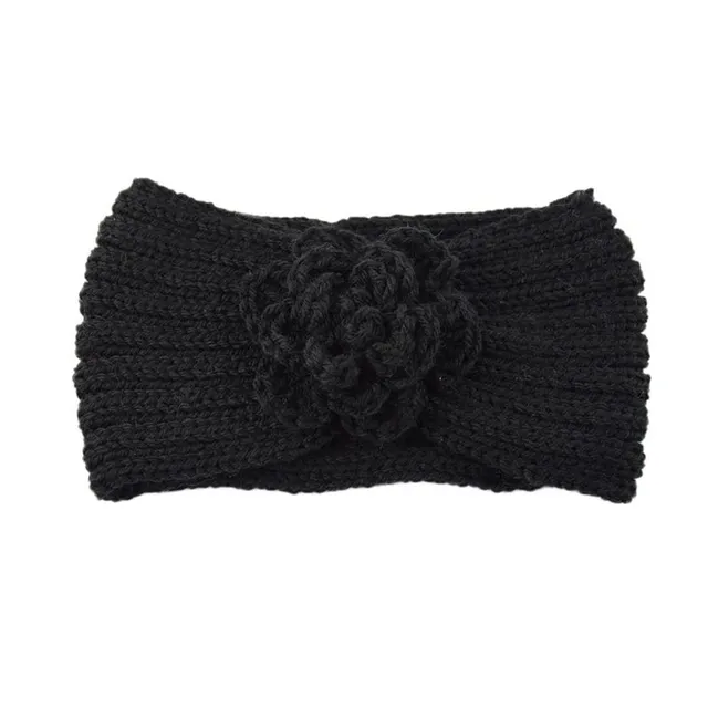 Women's winter knitted headband with flower