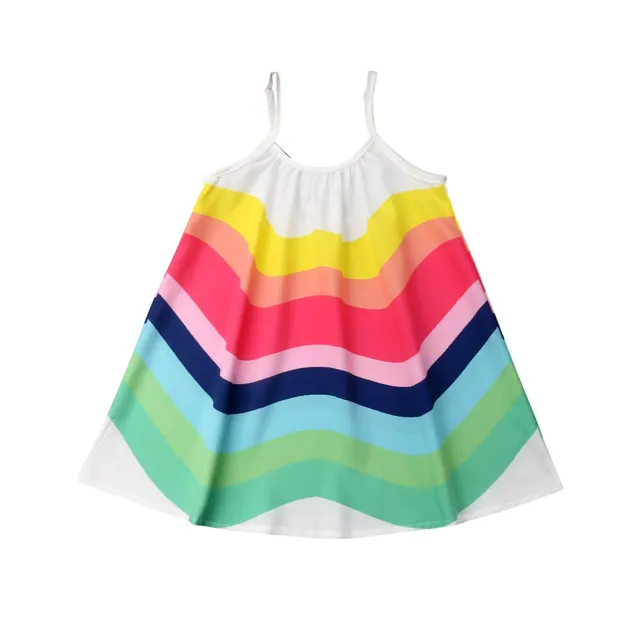 Summer rainbow strapless beach dress for girls