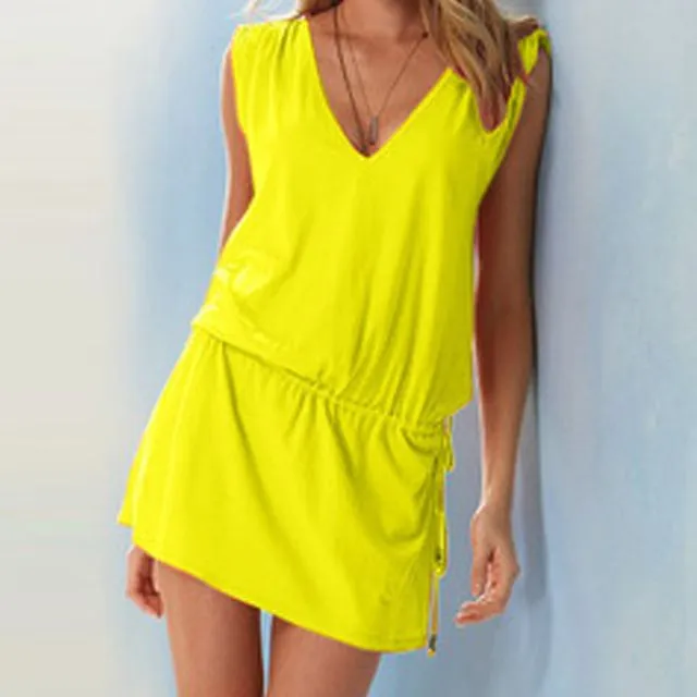 Solid colour summer mini dress