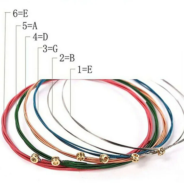 Set of 6 colored guitar strings