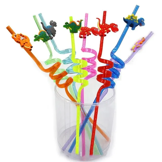 Party straws with dinosaur 8 pcs