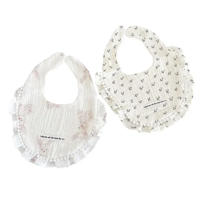 Set of classic fabric modern bibs with beautiful printing 2 pcs