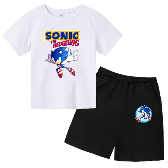 Detská športová súprava s potlačou ježka Sonica - šortky + tričko