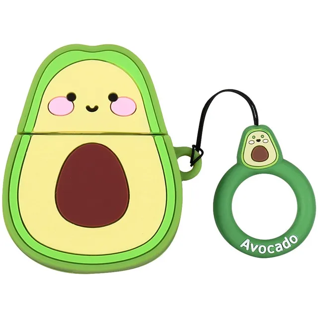 Silicone protective cover for AirPods headphones in the shape of avocados and other