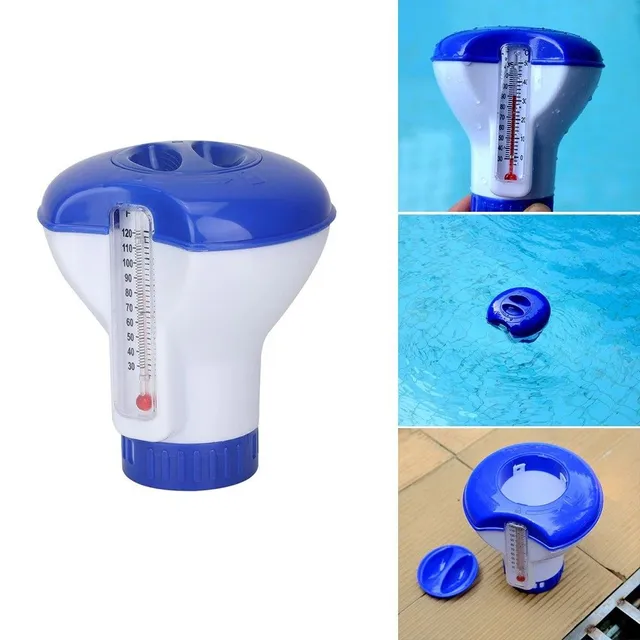 Pool float on chlorine with thermometer