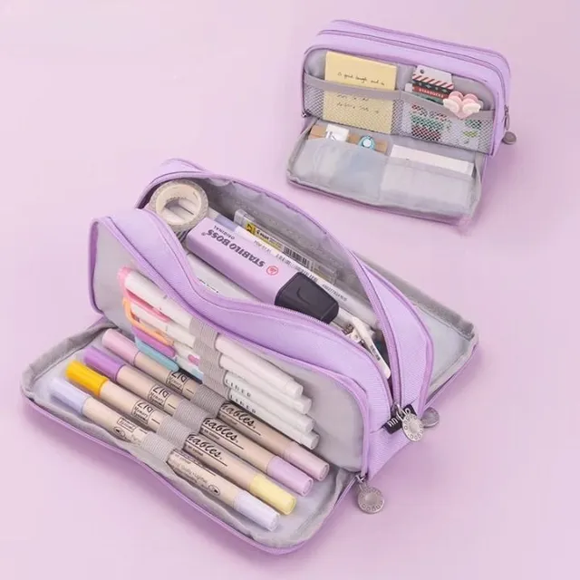 Practical spacious pencil case with several compartments - several color variants