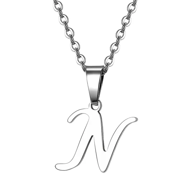 Necklace with letter of steel - Pendant with letter of stainless steel