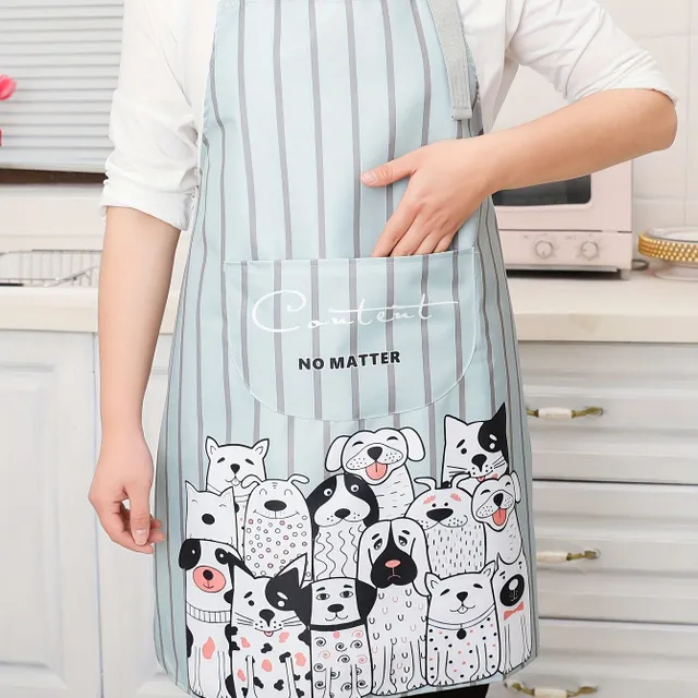 Happy kitchen apron with cartoon puppy - made of durable polyester