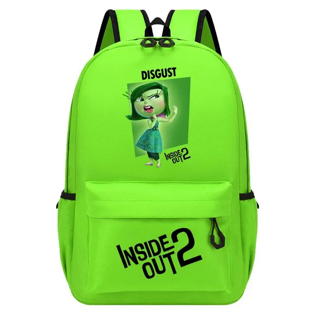 Single-colored school bag with postage pockets with prints in head 2 - Inside Out 2