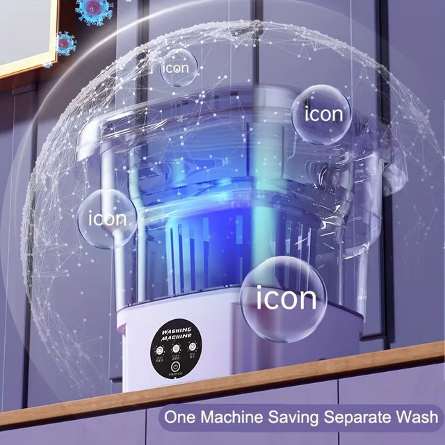 Mașină de spălat portabilă pliabilă - ideală pentru călătorii și acasă - capacitate mare - delicată cu lenjeria intimă, sutienele și șosetele