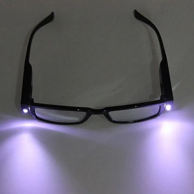 Dioptric reading glasses with LED lighting