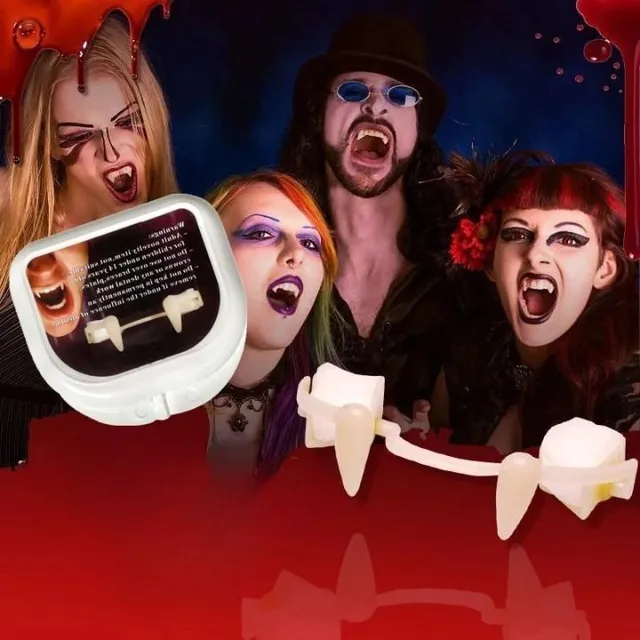 Wyciągalne zęby wampirów na kostium Halloween
