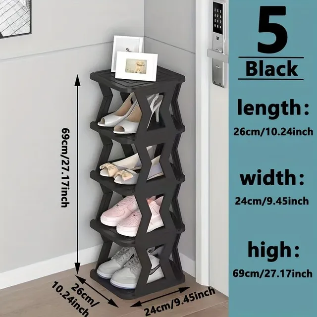 Folding shoe with 2 shelves for space saving