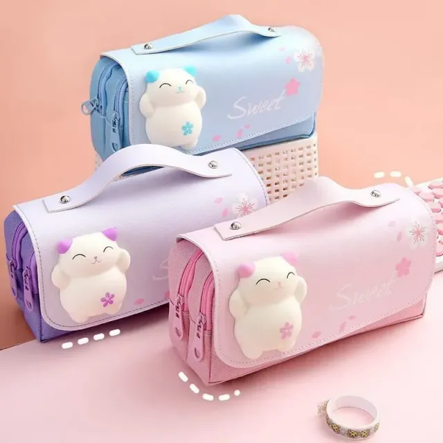 Cute kawaii penal with large capacity for girls, office supplies, students and school supplies