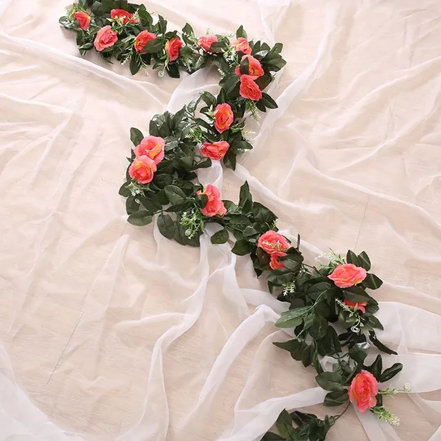 Hanging artificial flowers - garland with roses