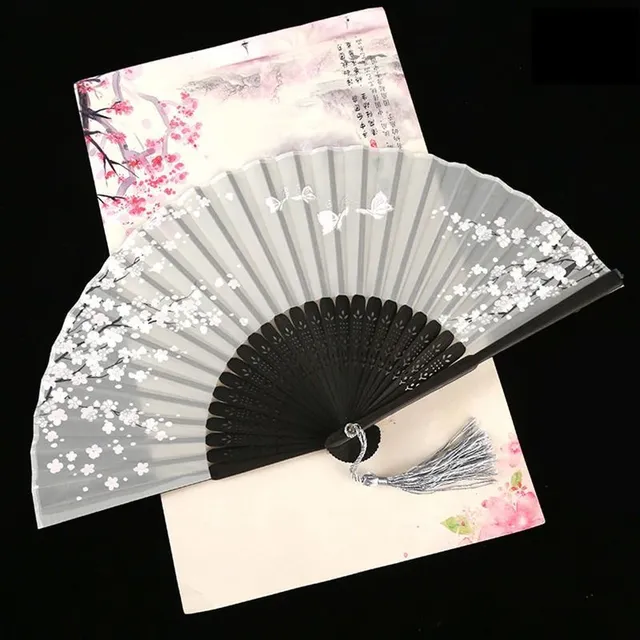 Ladies folding fan with ornaments 18