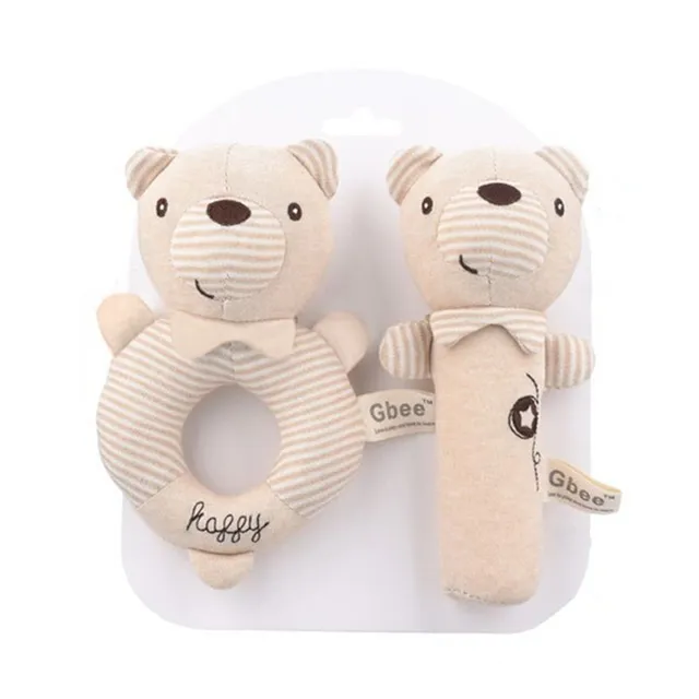 Cute plush rattle for newborns - 2 pcs