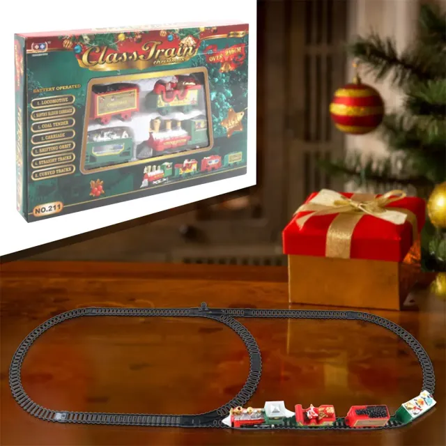 Christmas realistic electric train set safe for children and decoration under the tree