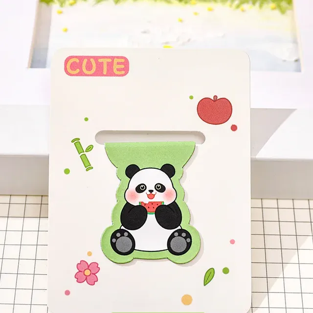 Set of 12 cute magnetic bookmarks with drawn panda for students