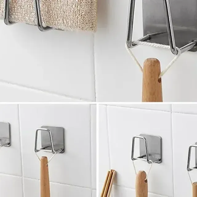 1/2/3/5pc Stainless steel sponge holder, kitchen organizer, wall hooks, storage accessories