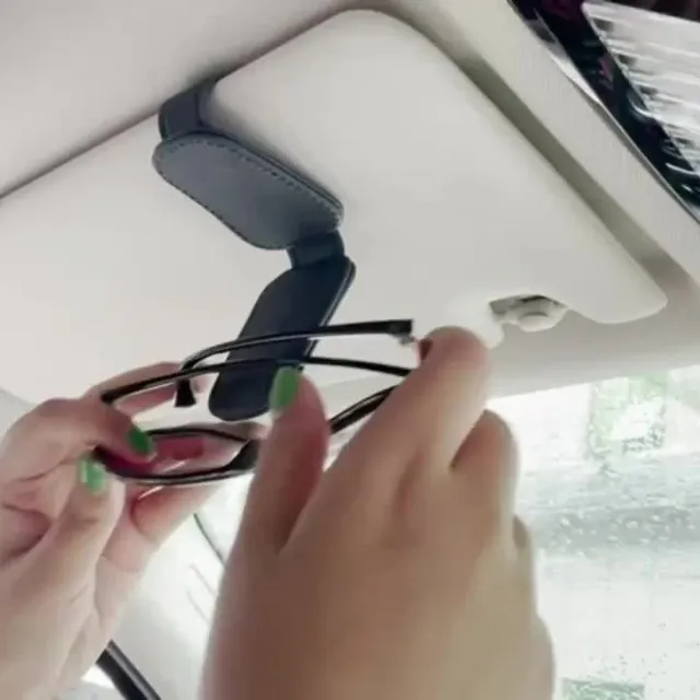 Suport magnetic pentru ochelari cu clips pentru vizieră din piele artificială - Accesorii auto