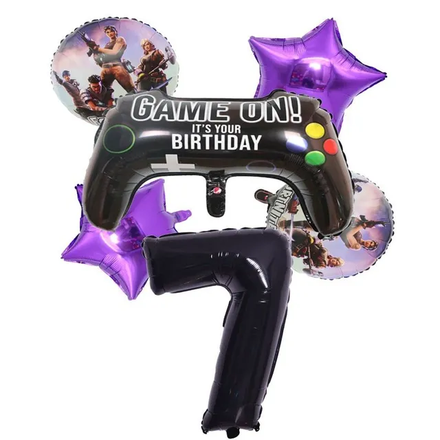 Stylová narozeninová dekorace s motivem oblíbené hry Fortnite - sada balónků 6pcs A set 17