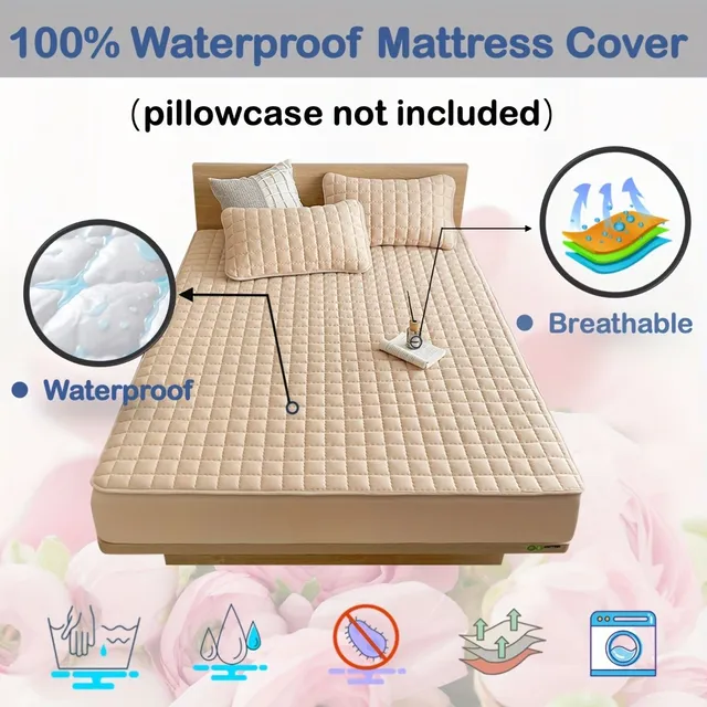Waterproof mattress protector with antibacterial treatment against mites, relief pattern, height 29,97 cm