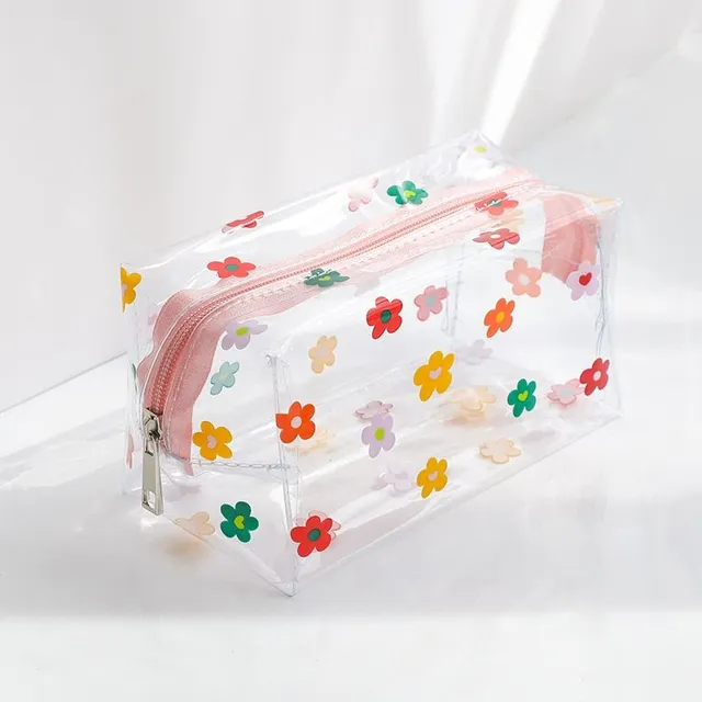 Transparent school pencil case with different motifs