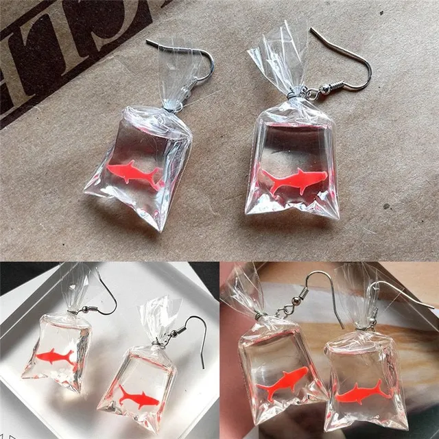 Funny earrings with a fish motif in Carrol bag