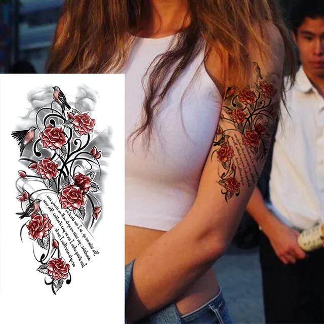 Women's waterproof fake tattoo on upper arm