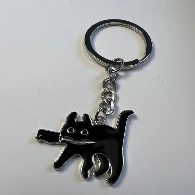 Black Cat Keyring Knife - Vintage stainless steel pendant