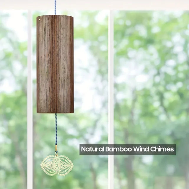 1 buc. Clopot de vânt acordat pentru cântat, meditație și relaxare, realizat manual din bambus