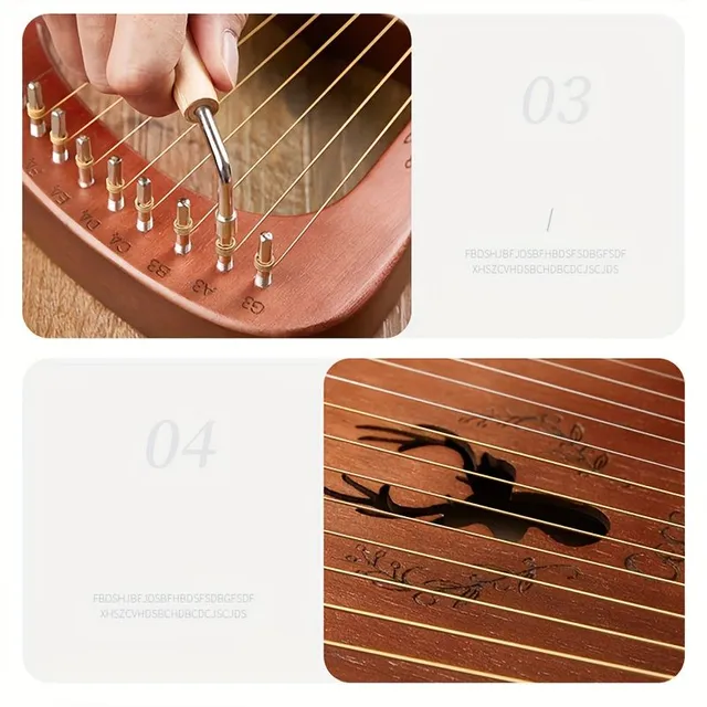 16/19string lyre for beginners 16/19string harp lyre Small portable musical instrument Easy to learn