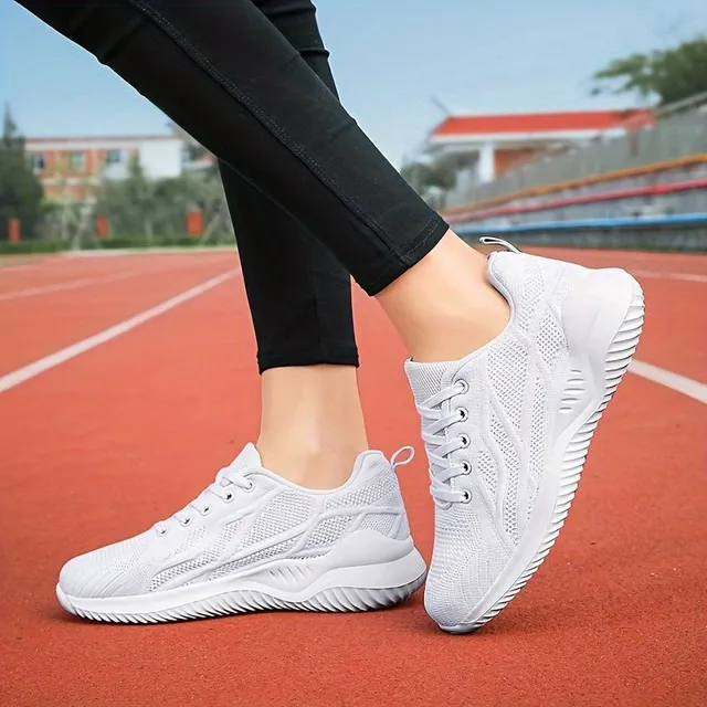 Women's sports-elegant sneakers with platform, soft sole and lace - light running shoes