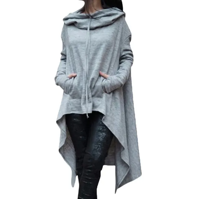 Ladies irregular hooded sweater