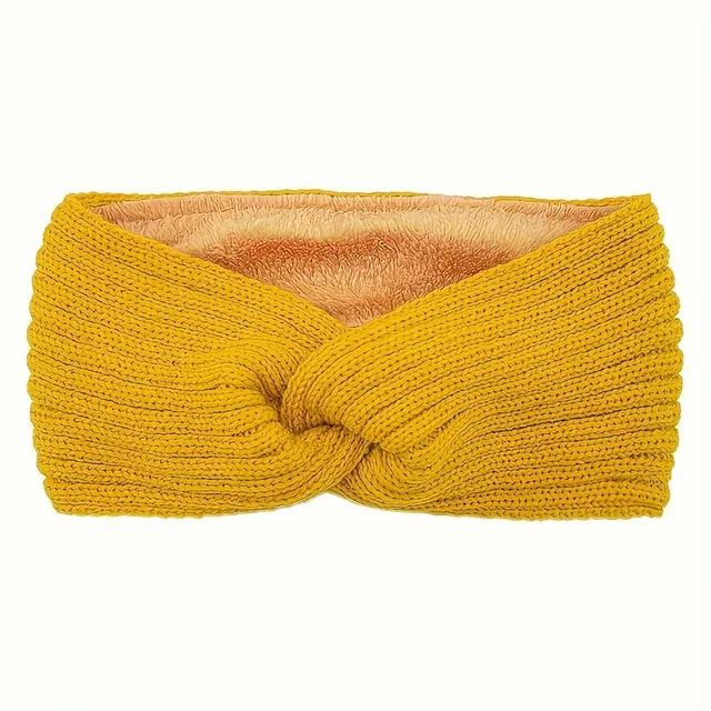 Fashion knitted headband with cross pattern - warm, soft, protects ears from cold