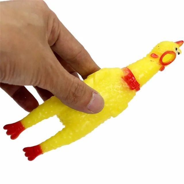 Squeaky rubber chicken for dogs