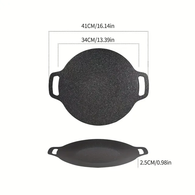 Korean BBQ grill pan, 1 pcs, for gas stove, camping cooker and induction hob, round stove, non-sticky surface