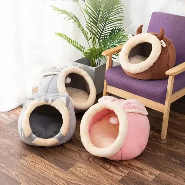 Cama redonda para gatos y perros pequeños con diseño acogedor y suave almohada