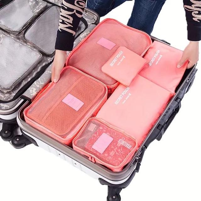 6pcs Travel organizers in the trunk - clothing wrappers, foldable bags, shoe bag, lingerie pocket