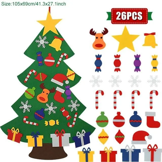 Plstený vianočný stromček pre deti c-26pcs-ornaments