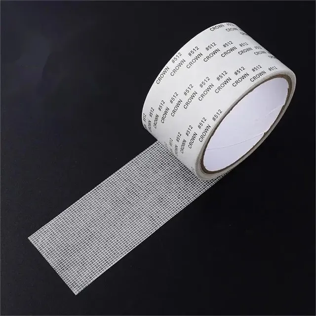 Self-adhesive mesh patch for the repair of mosquito windows